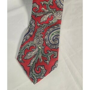 Polo by‎ Ralph Lauren Red Paisley Silk Necktie Classic Handmade Tie